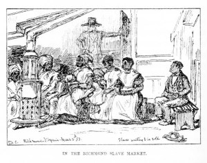 Original sketch by Eyre Crowe, dated 3 March 1853, published in 'With Thackeray in America'