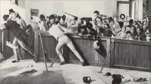 'At the Pit-Door' by Eyre Crowe (1873)