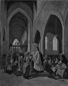 'A Baptism in the Cathedral of Newcastle upon Tyne' by Eyre Crowe A.R.A. (1895)