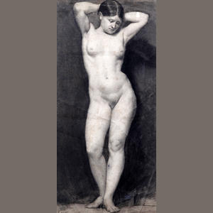 Life drawing of a standing female nude, by Eyre Crowe (1846)